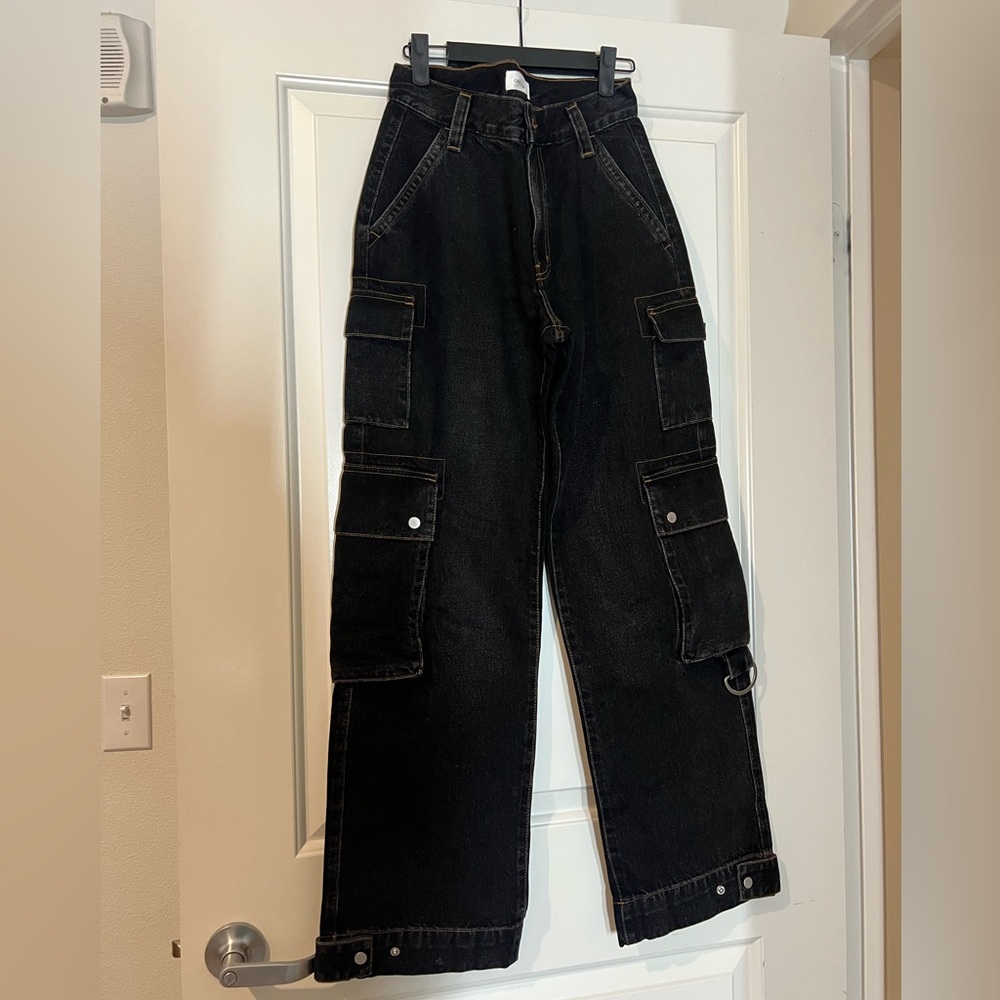 OAK + FORT Dark Denim Pants with Contrast Stitching
